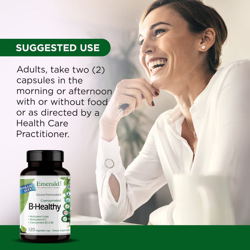 EMERALD LABS B-Healthy, 120 Capsules | Supports Energy, Brain & Heart Health, Vitamin B Complex with Whole-Food & Probiotic Blend, Vegan, Non-GMO & Gluten-Free 120 Count (Pack of 1)