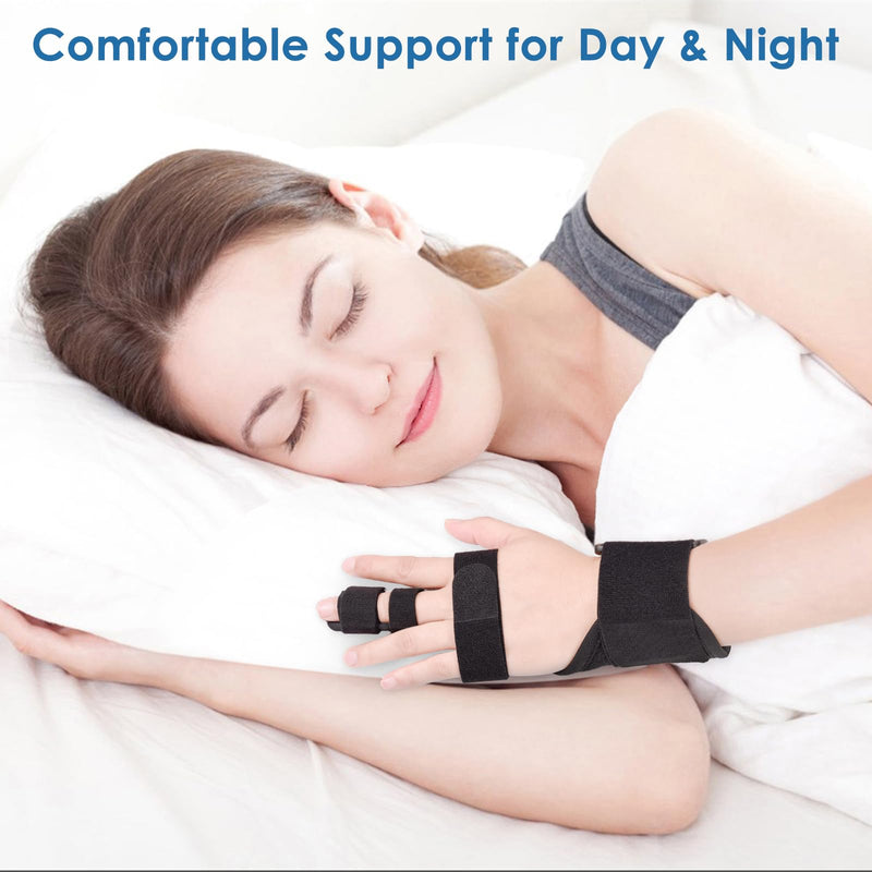 Full Trigger Finger Splint - Hand and Wrist Brace Support for Sprains, Pain Relief, Arthritis, Tendonitis, Fractured Finger - Adjustable Locking Straightener Medium