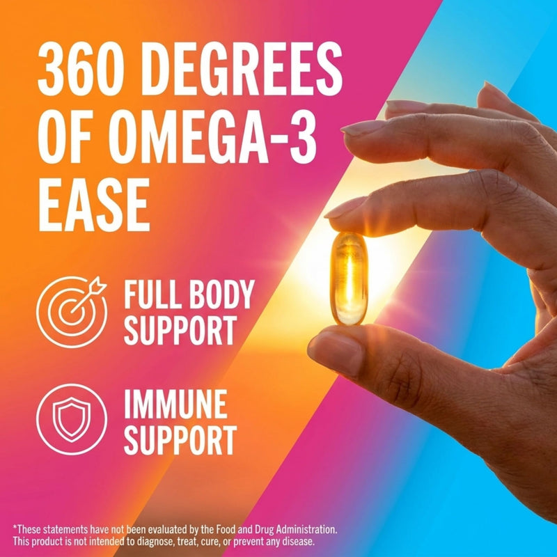 Oceanblue Essentials Everyday Omega-3 with Vitamin D3 - Burpless Fish Oil for Heart & Immune Support - EPA & DHA - Non-GMO - Orange Flavor - 90 Count (3 Month Supply) 90 Count (Pack of 1)