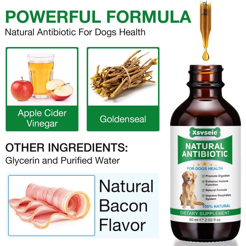 Dog Antibiotics, Antibiotics for Dogs, Dog Allergy & Itch Relief, Yeast Infection Treatment for Dogs, Dog Antibiotics for Infection, Bacon Flavor 60ml - BeesActive Australia