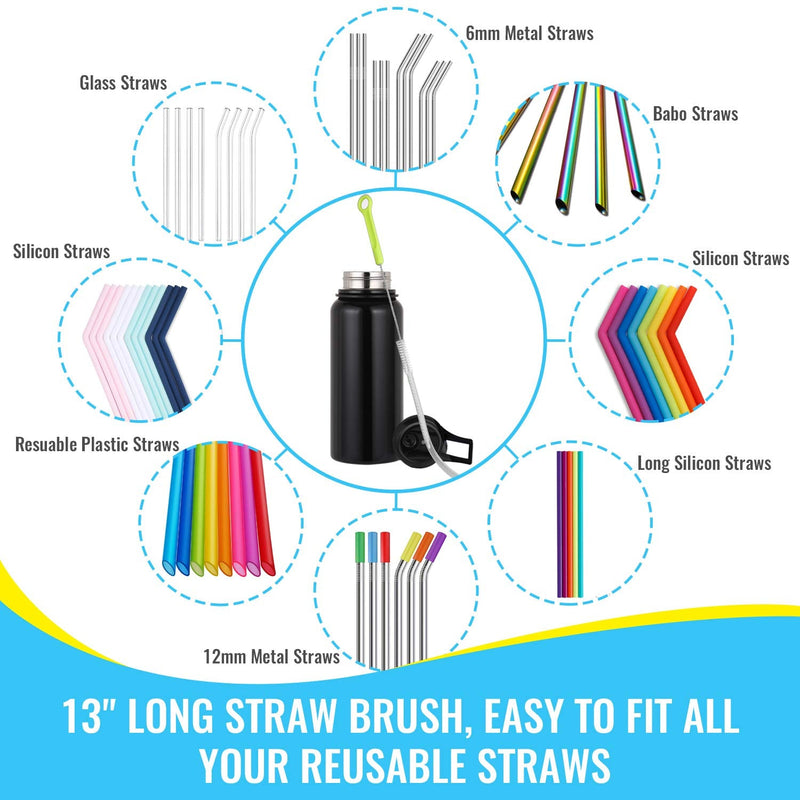 Bottle Cleaning Brush Set - Long Handle Bottle Cleaner for Washing Narrow Neck Beer Bottles, Sports Water Bottles with Straw Brush, Kettle Spout/Lid Cleaner Brushes Green - BeesActive Australia