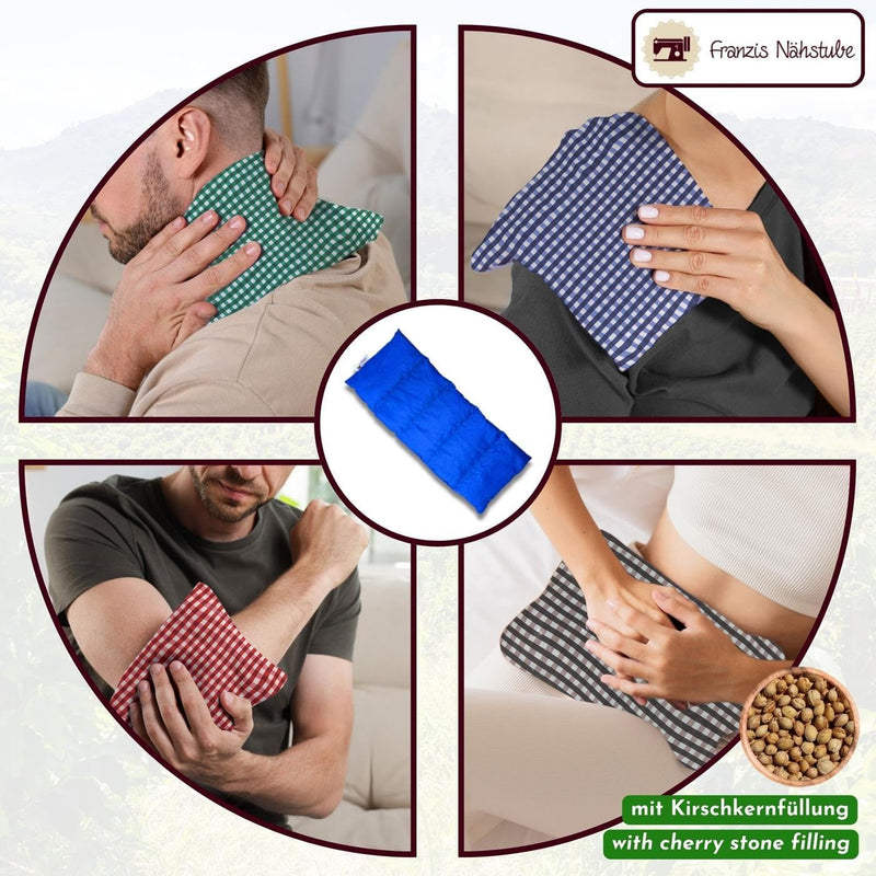 Cherry Pit Cushion 50x20cm Turquoise Grain Pillows 100% Cotton for Heat and Cold Therapy Heat pad Suitable for microwaves Cherry pits 50x20cm - BeesActive Australia