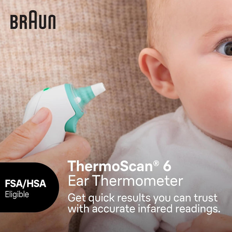 Braun ThermoScan 6 Ear Thermometer with Color-Coded Digital Display, ExacTemp Stability Indicator, Baby and Infant Friendly, No. 1 Brand Recommended by Pediatricians, IRT6515 - BeesActive Australia