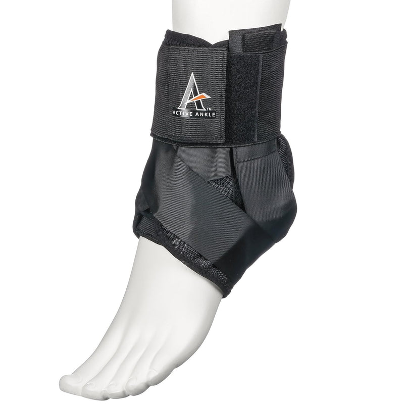 Active Ankle AS1 Pro Lace Up Ankle Brace, Ankle Support with Laces for Men & Women, Protection & Sprain Support for Volleyball, Rugby, Basketball, Low Profile, Black, Small