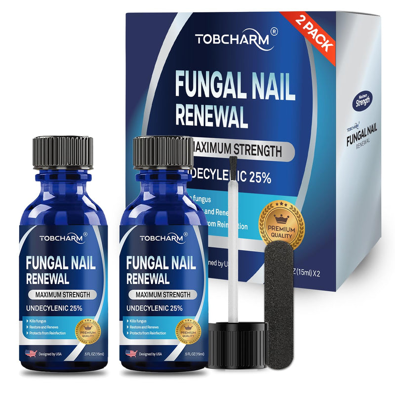 Toenail Fungus Treatment Extra Strength with 25% Undecylenic Acid & Tea Tree Oil, Nail Fungus Treatment for Toenail & Fingernails, Antifungal Nail Treatment for Damaged Nails and Thick Toenails- 2Pcs 0.5 Fl Oz (Pack of 2) - BeesActive Australia