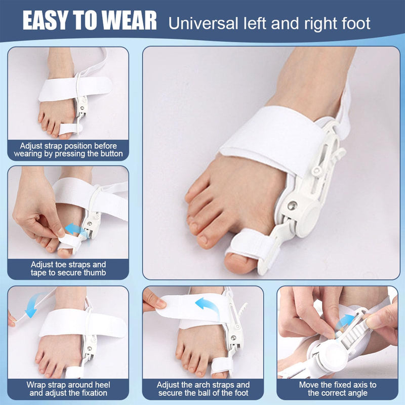 Bunion Corrector for Women & Men - Adjustable Nighttime Big Toe Straightener Bunions Splint with ABS Support for Hallux Valgus Relief Hammer Toe Brace Sleeping Home Use Left/Right Feet - 1PC Grey