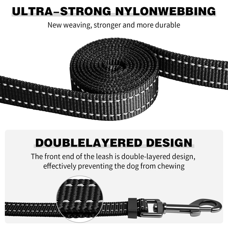 Kazazoo Hands-Free Dog Leash Adjustable Length 5-8Ft, Waist for Dog Walking, Running for Small &Medium Dogs with Reflective Strips, Ballistic Nylon, Waist Belt, Lightweight Black M - BeesActive Australia