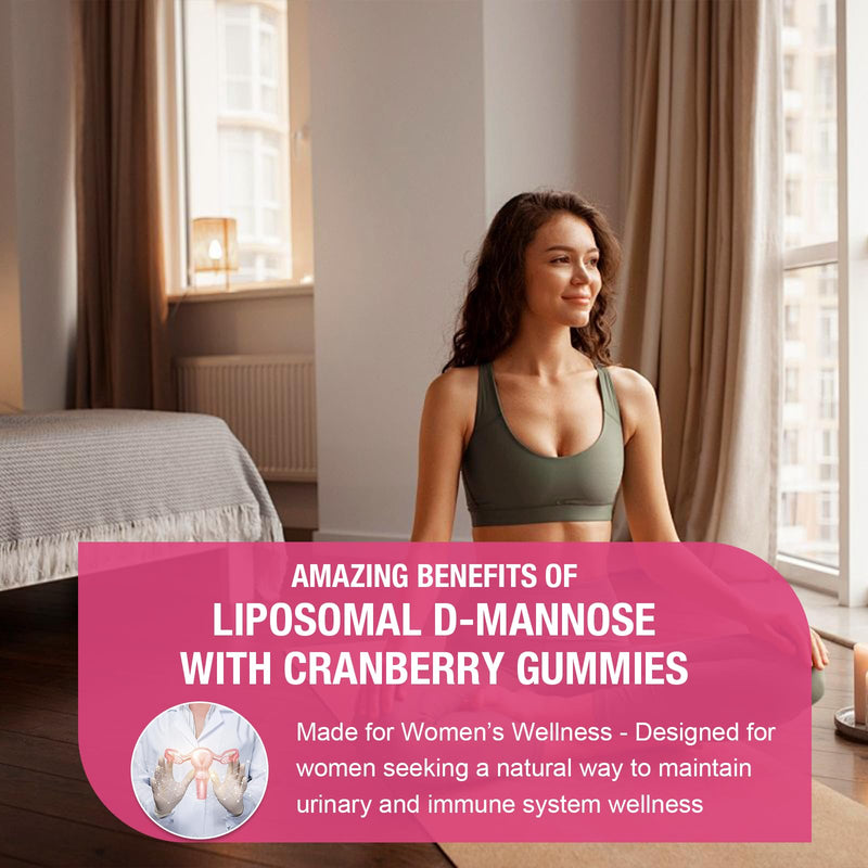 2 Pack Liposomal D-Mannose Gummies 4000mg Complex Cranberry Supplement 1500mg & Hibiscus,High-Potency Formula for Women Urinary Tract, Immune Support,Liver & Bladder Flush Cleanse Wellness Supplement 1