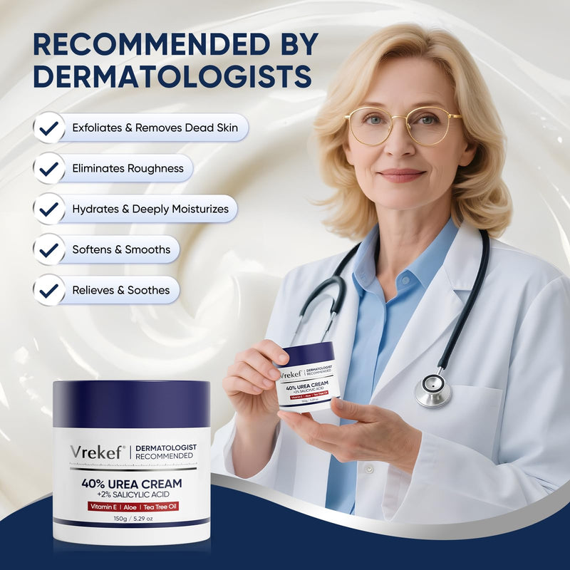Urea Cream 40 Percent for Feet Maximum Strength, Urea Cream 40% Plus Salicylic Acid 2%, Foot & Hand Cream for Dry Cracked 40%