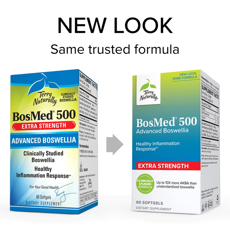 Terry Naturally BosMed 500 mg - 60 Softgels - Extra Strength Boswellia Supplement - Non-GMO, Gluten Free - 60 Servings 1 - BeesActive Australia