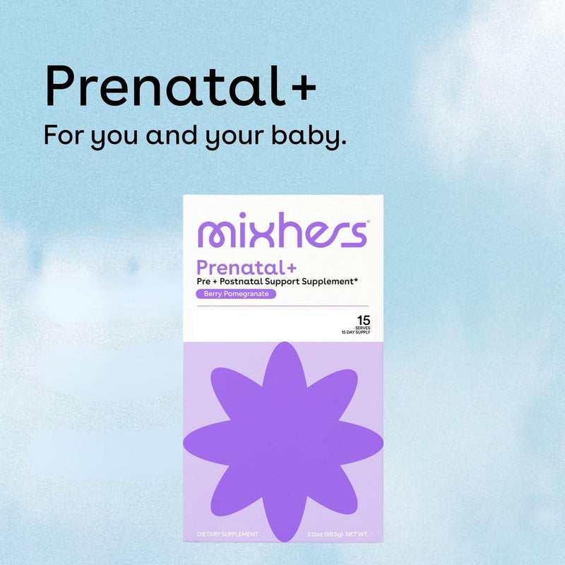 MIXHERS Prenatal + Postnatal Vitamins Drink Mix | Berry Pomegranate | 15pk | Formulated with Vitamins A, C, D, E & K | Methylated folate | 15 sugar-free berry stick packets 1.74 Ounce (Pack of 1)