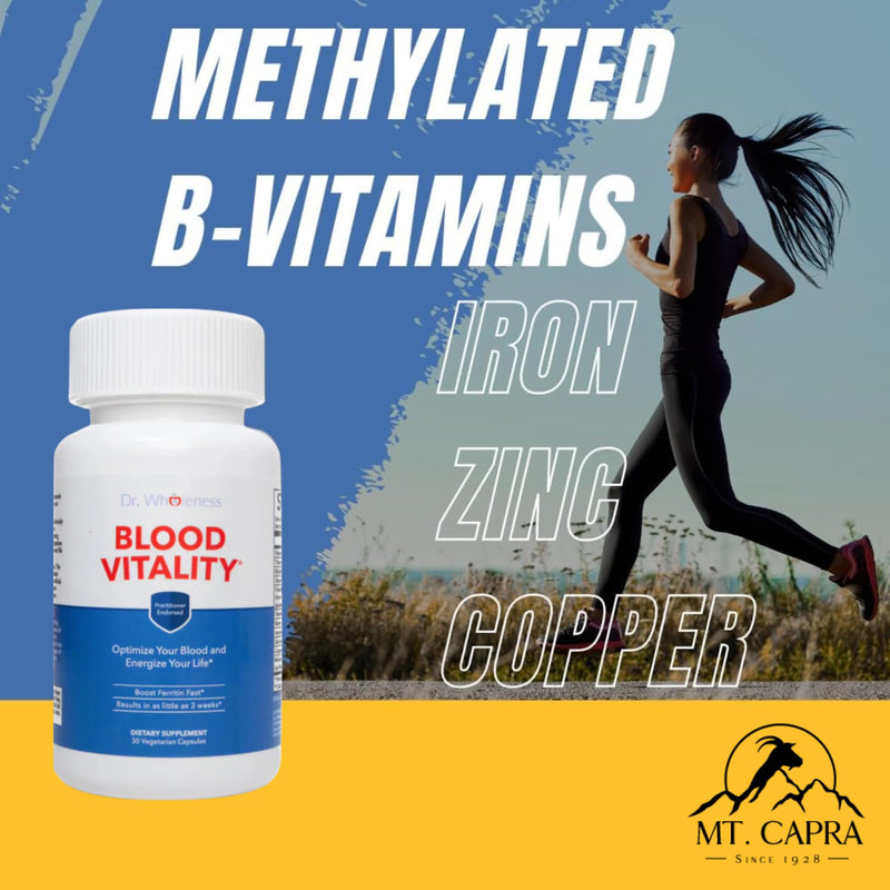 Dr. Wholeness Blood Vitality | Daily Iron/Multivitamin Supplement | Boost Ferritin and Energy, Most Effective Iron Supplement, High Potency, Non-Constipating, No Nausea, and Bioavailable | 30 Capsules