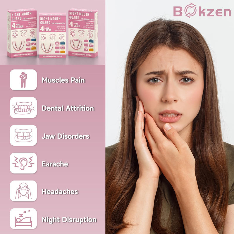 4 Pack Pink Kids Mouth Guard for Grinding Teeth, Moldable Kid Mouth Guard for Clenching Teeth at Night, Comfortable Mouthguard Stops Bruxism, TMJ Small Size for Kids - BeesActive Australia