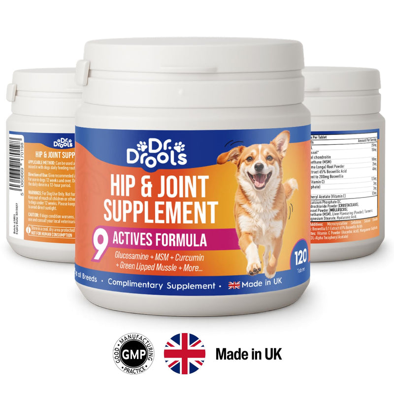 Hip & Joint Tablets for Dogs | Supports Joint Flexibility, Mobility, Healthy Cartilage & Helps Soothe Stiff Joints | With Glucosamine, Green-Lipped Mussel | Daily Use | 120 Tablets