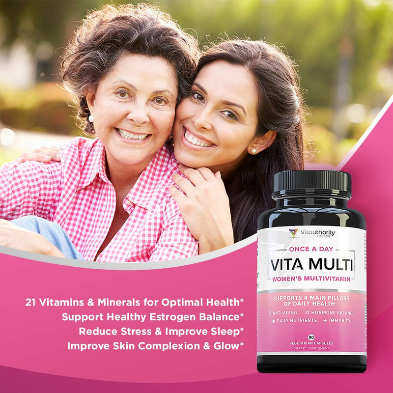 Vitauthority Multivitamin for Women Women’s Daily Multi-Vitamin Supplement with DIM, Iodine, Ashwagandha Supports Youthful Complexion, Healthy Cortisol and Estrogen Balance 30 Day Supply