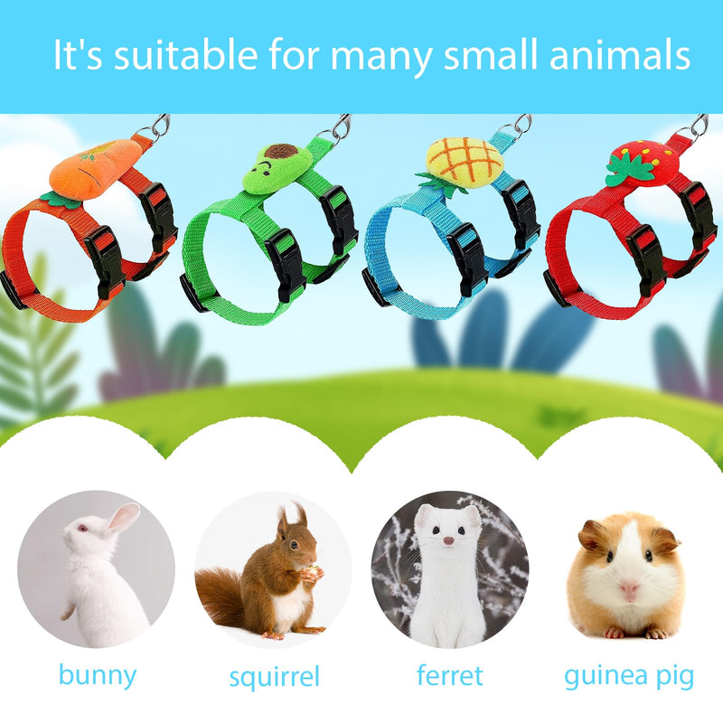 4 Sets Adjustable Bunny Rabbit Harness and Leash Set Small Pet Cute Vest Harness Leash Ferret Harness Guinea Pig Harness Ferret Leash with Decorations for Bunny Kitten Puppy, Small Pets - BeesActive Australia