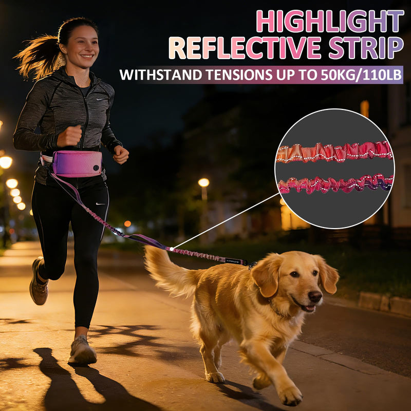 Philorn Hands Free Dog Leash for Dogs with Pouch, Adjustable Waist Leash for Medium Large Dogs Walking, Running, Jogging, Hiking, Dual Handles and Durable Bungee - BeesActive Australia