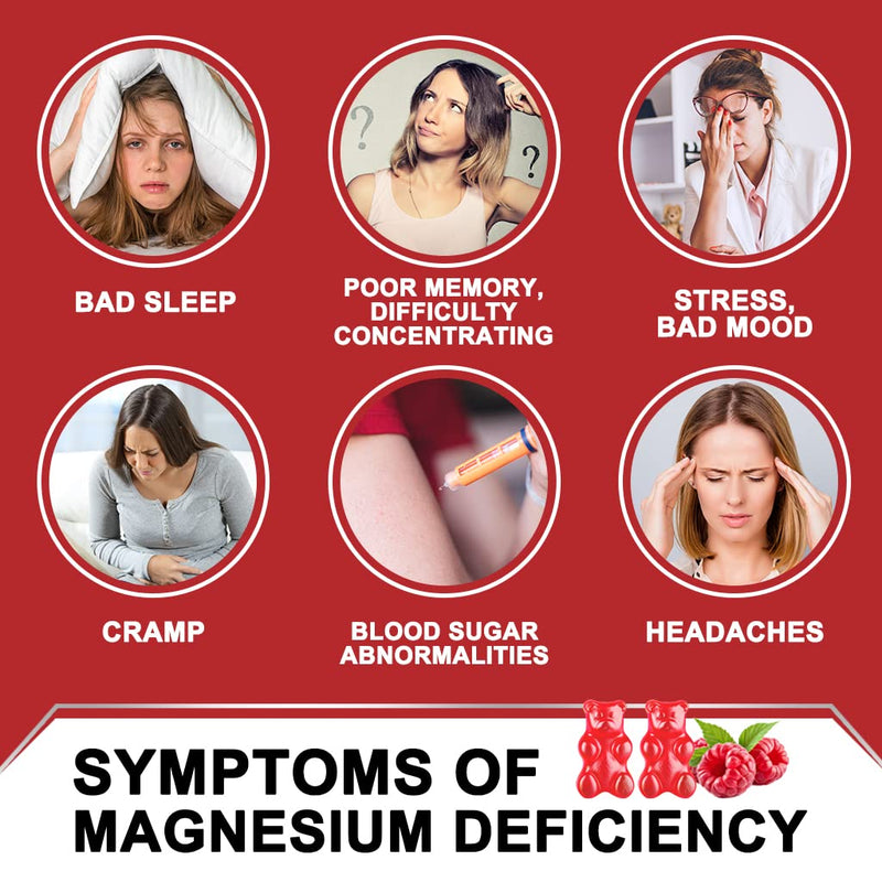 Magnesium Glycinate Gummies 400mg, Mg Potassium Supplement with Chelated Magnesium Malate Complex, Vitamin D, B6, and CoQ10, Supports for Memory, Calm, Mood & Sleep - 60 Count (Pack of 2) Raspberry 60 Count (Pack of 2)