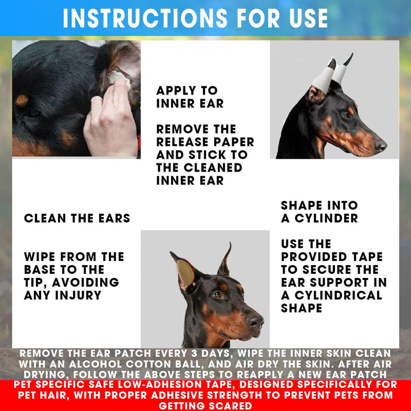 4 Set Doberman Ear Posting Kit for Doberman Pincher Samoyed with Extra 2 Rolls Dog Ear Tapes
