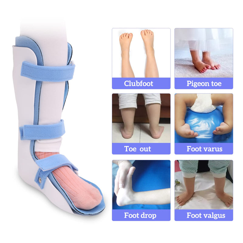 Kids AFO Drop Foot Brace Baby Ankle Foot Orthosis Night Splint for Children Toddler Pediatric Strephenopodia Support Strephexopodia Splint Walking with Shoes or Sleeping (Medium-Left) Medium-Left White - BeesActive Australia