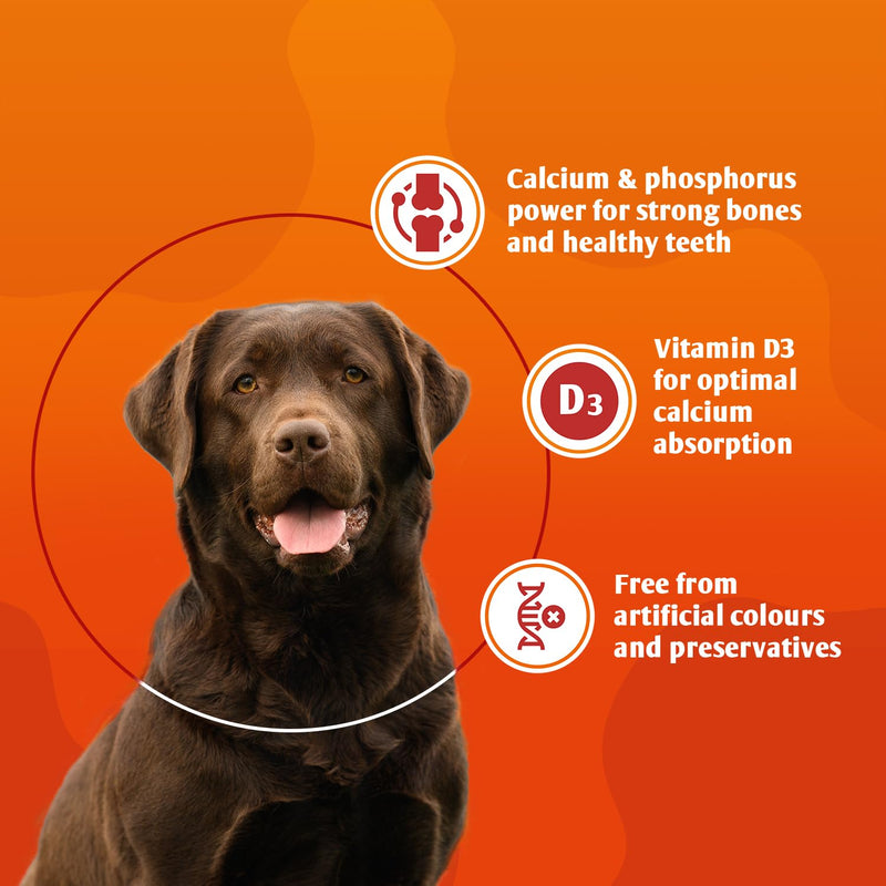 Calcium and Phosphorus Dog Nutritional Supplement - Teeth and Bone Care - 155 tablets - for strong bones and teeth, suitable for growing puppy