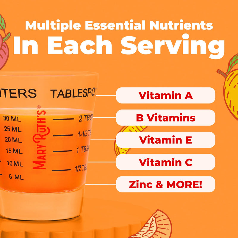MARYRUTH'S Liquid Multivitamin + Hair Growth Travel Pack, 1 Fl Oz, 8 Pack | Biotin 10000mcg, Lustriva Hair Growth Supplement, Clinically Tested in Women for Thicker Hair & Facial Wrinkle, 18+ Peach Mango 8 Count (Pack of 1)