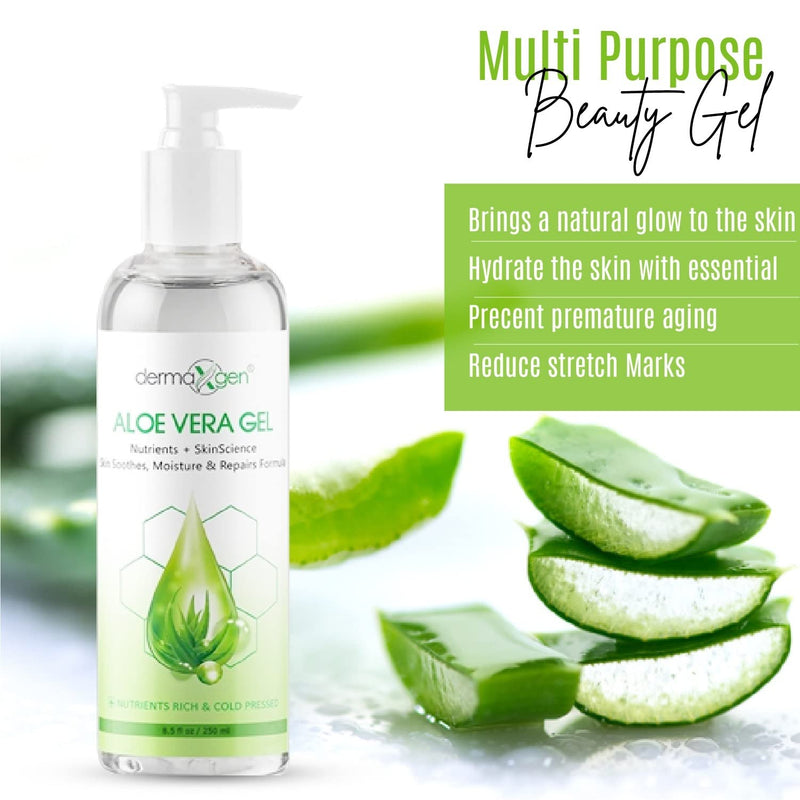 Aloe Vera Gel With Witch Hazel + Vitamin C + Vitamin E - Skin Soothes, Moisture And Repair Formula, Nutrients Rich And Cold Pressed 8.5 Fl Oz/ 250 Ml 8.5 Fl Oz (Pack of 1)