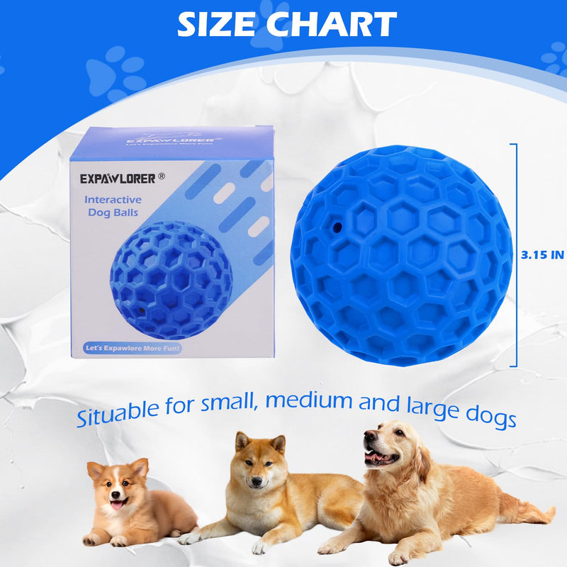 EXPAWLORER Interactive Dog Toys for Aggressive Chewers,Indestructible Dog Squeaky Balls,Funny Durable Tough Chew Toys for Large/Medium Breed Dogs Relieves Anxiety, Cleans Teeth(Blue) - BeesActive Australia