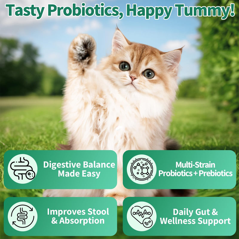 Cudory Chews for Cats Bundle-Allergy Relief for Cats+Cat Probiotics Tasty Chews for Digestive & Gut Support-Omega 3 & Probiotic Natural Cat Supplements-Chicken