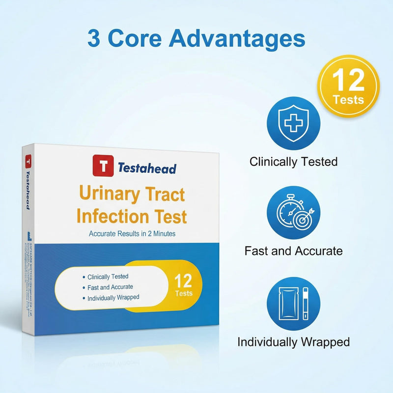 T TESTAHEAD UTI Test Strips (12 Pack) | Detect Leukocytes, Nitrites in Urine | 99% Accurate Results in 2 Min | Discreet & Easy Home Use
