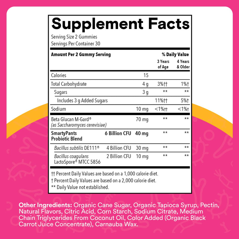SmartyPants Kids Probiotic & Prebiotic Gummies for Digestive Health: Gut Health Supplement,Clinically Studied Prebiotic for Immune Support,Grape,(30 Day Supply),60 Count (Pack of 2) 60 Count (Pack of 2) Grape Probiotic + Prebiotic