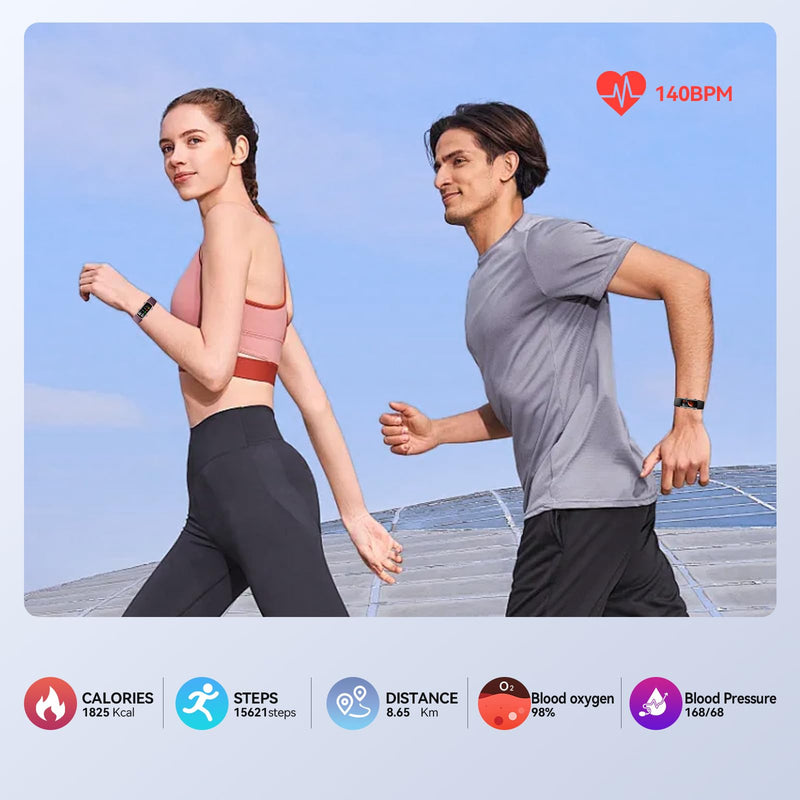 Fitness Tracker, 25 Sports Modes, Heart Rate/Blood Oxygen and Pressure Monitor Sleep Step Tracker/Carolies Waterproof Smartwatch Smart Bracelet for Android and iOS Phone Black