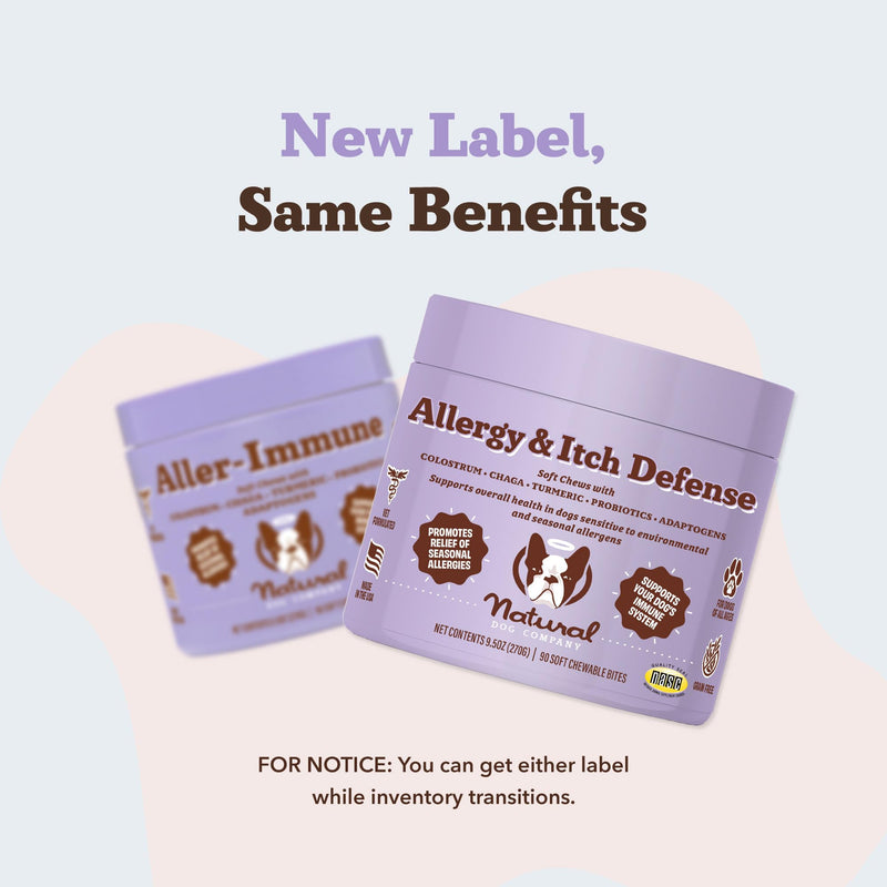 Natural Dog Company Allergy & Itch Defense Chews – Supports Seasonal Allergy, Itch, Skin, Coat & Immune Health, Gut Health with Probiotics, Colostrum & Salmon Oil, Grain-Free Dog Supplement, 90 ct 90 Count