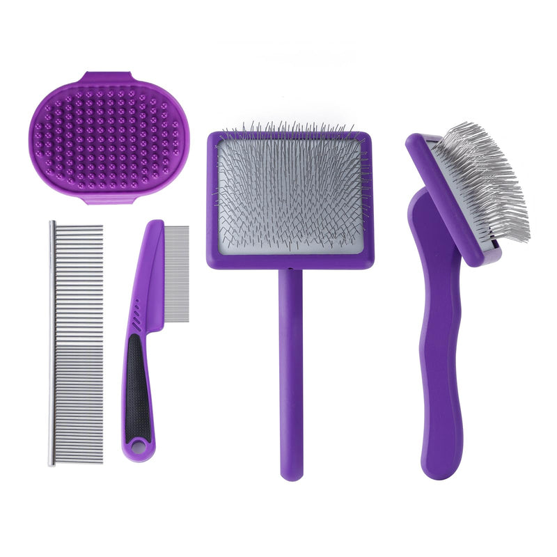 Dog Slicker Brush for Long Haired Dogs Doodle Brush for Dogs Large Dog Slicker Brush for Goldendoodles with Ergonomic Solid Wooden Handle Long Pin Grooming Brush for Dogs (Purple) Purple - BeesActive Australia