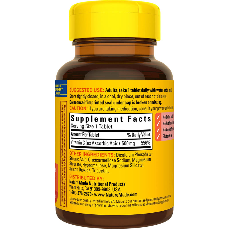 Nature Made Vitamin C 500 mg, Dietary Supplement for Immune Support, 100 Tablets, 100 Day Supply Vitamin C 500mg 100 Count (Pack of 1) - BeesActive Australia