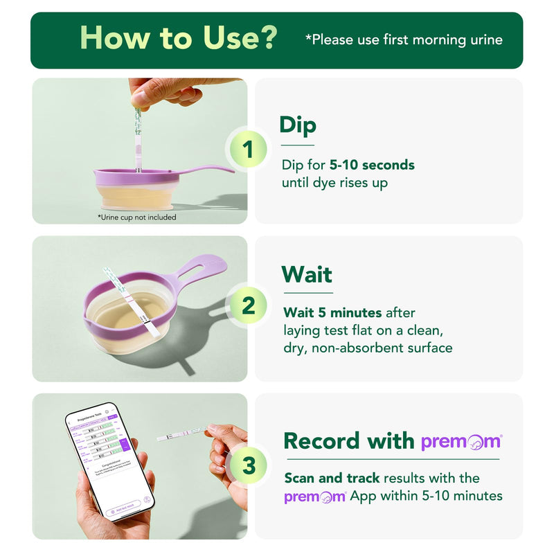 Easy@Home PdG Test Strips: 5 Pack - Track Ovulation Insights with Progesterone Urine Tests ‚Äì at Home Fertility Test for Women with Premom Ovulation App - PdG (Pregnanediol Glucuronide) Tests 5 Count (Pack of 1)