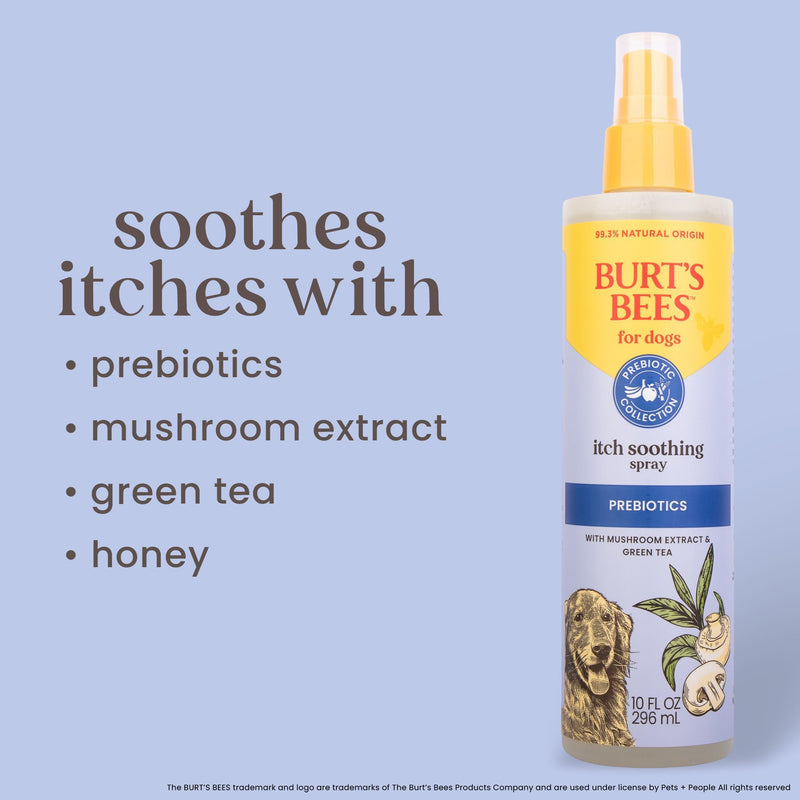 Burt's Bees for Pets Itch Soothing Spray for Dogs, Prebiotics Collection with Mushroom Extract & Green Tea, Naturally Derived Dog Itching Skin Relief Spray, 10oz 10 Fl Oz (Pack of 1)