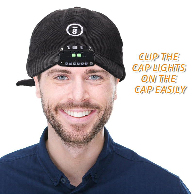 Mudder LED Clip on Cap Lights USB Rechargeable Cap Flashlight Clip Waterproof Ultra Bright Hat Flashlight Headlamp for Fishing Camping Hand Work Black 4