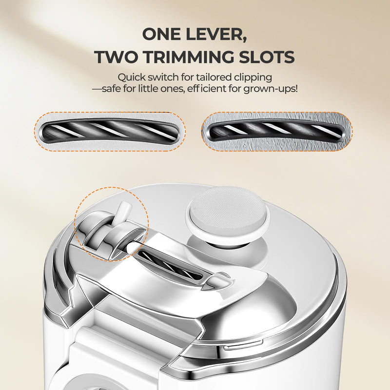 5-in-1 Electric Nail Clippers for Seniors, Electric Nail Trimmer for Adults & Babies | Magnifier, Dual-Blade, 3-Speed Gears, LED Light, Storage Box, 90-Min Runtime, Slanted Nail Clipper Included White - BeesActive Australia