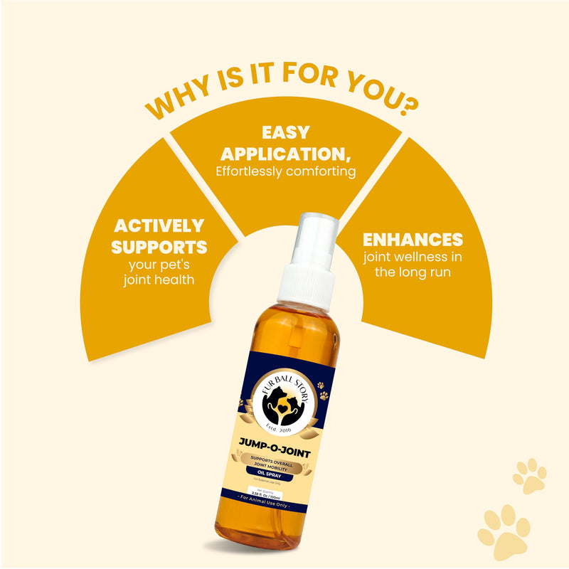 Fur Ball Story Jump-O-Joint Oil Spray - Muscle & Joint Massage Oil for Dogs & Cats | Supports Active Lifestyle (3.38 fl Oz)