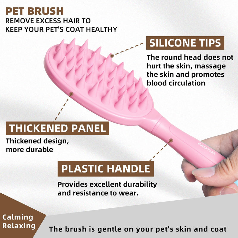 Pet Silicone Shampoo Brush for Long & Short Hair Dogs Cats, Shower Wash Curry Massage Brush PINK - BeesActive Australia