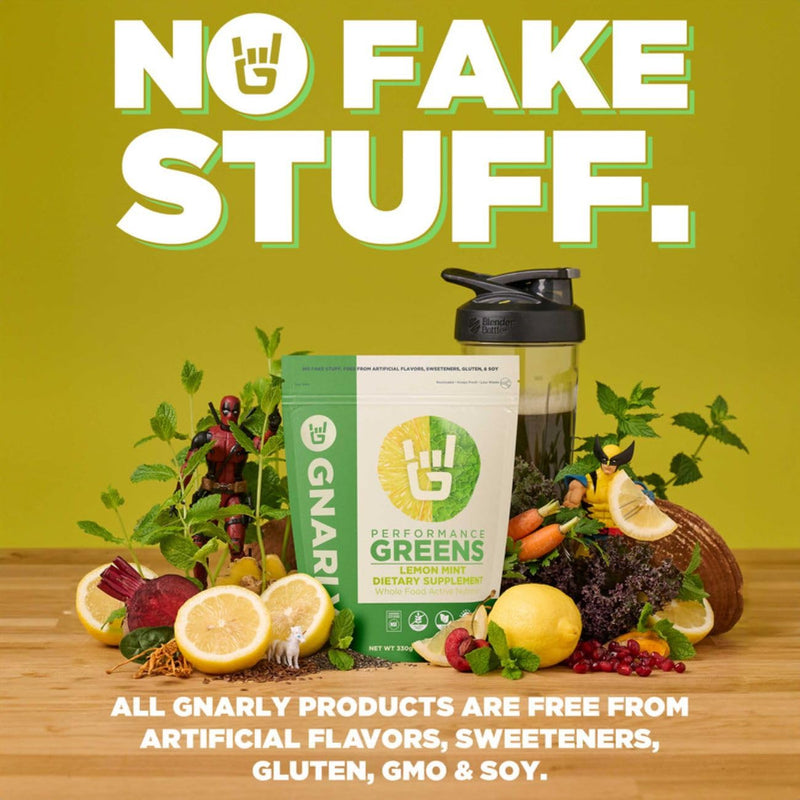 Gnarly Nutrition Greens Superfood Powder – Lemon Mint Performance Super Greens Powder – NSF Contents Certified – Organic, Probiotics & Essential Micronutrients - Lemon Mint, 11.64 oz Bag (30 Servings)