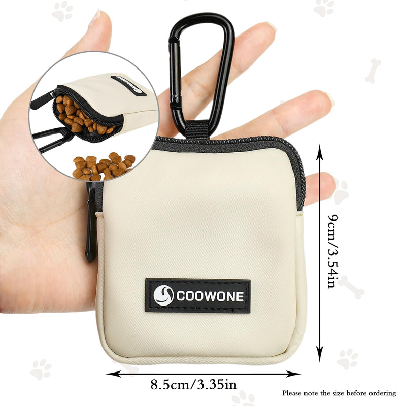 Dog Treat Pouch 2 PCS, Waterproof Small Dog Treat Bag for Leash, Hands Free Dog Walking Bag with Carabiner, Dog Poop Bag Holder for Pet Puppy Travel or Outdoor Use, Zipper Closure to Avoid Spilling Black+Beige - BeesActive Australia
