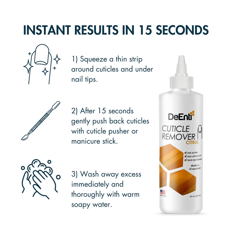 DeEnti Cuticles Maintenance Pack, Bundle Includes Citrus Scented Cuticle Remover, Cuticle Oil for Nails, and Metal Pusher Tool, Salon Grade Nail Care, Home Manicure and Pedicure Kit Cuticle Maintenance Pack