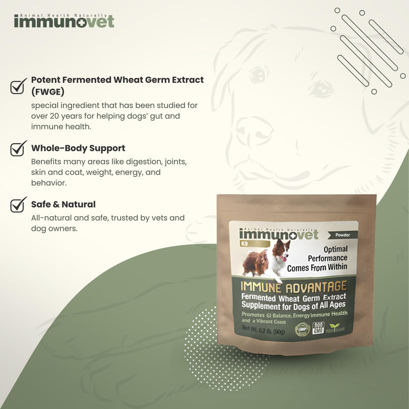 Plant-Based Dog Supplement Powder | Fermented Wheat Germ Extract | Boosts Immunity, Gut Health & Energy | Natural Pet Supplement for All Dog Ages | Non-GMO, Vet Trusted, Safe Formula- 90g Powder 90G