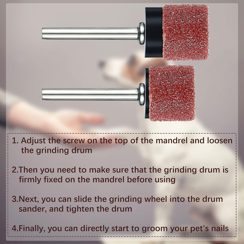 22-Piece Pet Nail Grinder Replacement Kit - 1/2 Inch 60 & 100 Grit Sanding Bands, Black Grinding Drums Compatible with Dog & Cat Claw Care, Nail Smoother Grooming Supplies