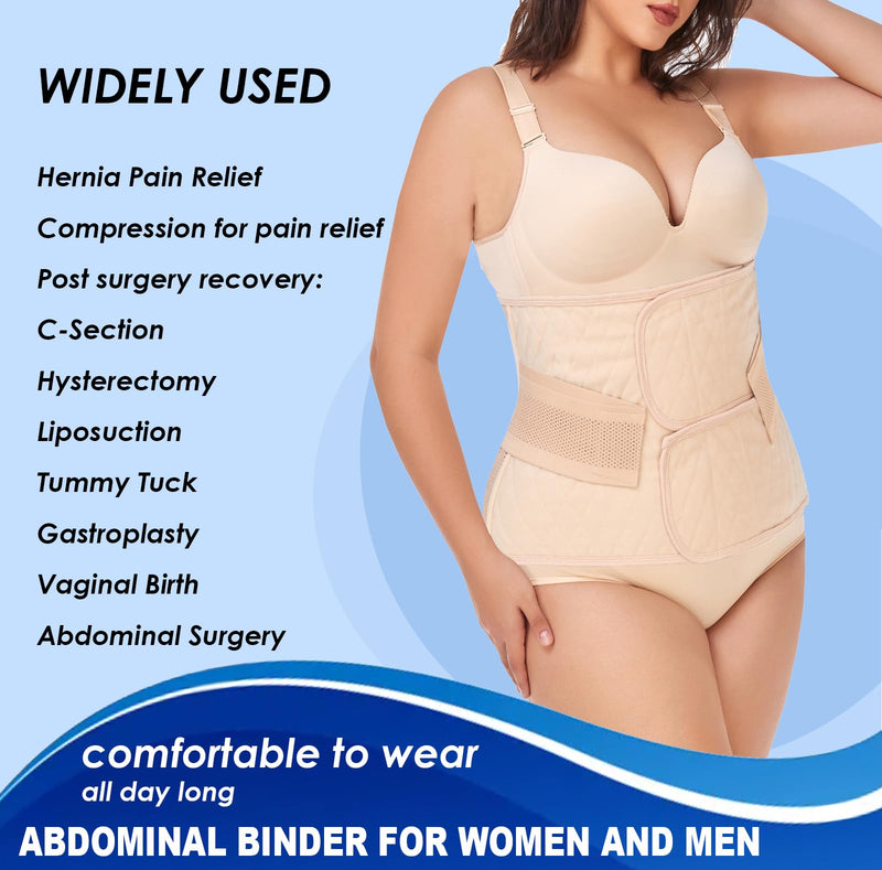 Moolida Abdominal Binder Post Surgery Postpartum Belly Band Belly Wrap Hernia Belt Stomach Compression Wrap C-Section,Nude,S/M Nude S/M