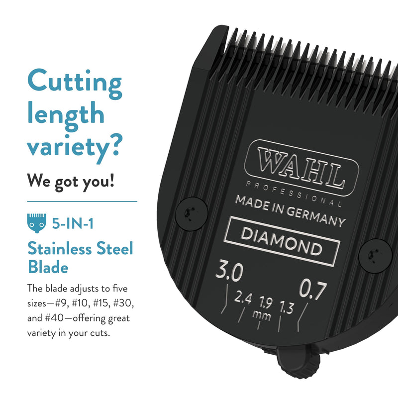 Wahl Professional Animal 5-in-1 Diamond Blade Arco, 5 Style Groom, Bravura, Chromado, Creativa, Figura, and Motion Pet, Dog, and Horse Clippers (41854-7526) Black - BeesActive Australia