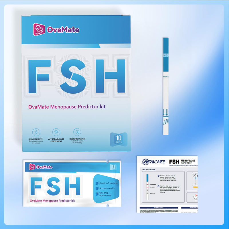 Menopause Rapid Test, FSH Hormone Test for Women at Home, Hormone Balance Test Strips with Optimal Sensitivity, Calculator APP (for iOS & Android) Accurately Track. 10 Pieces.