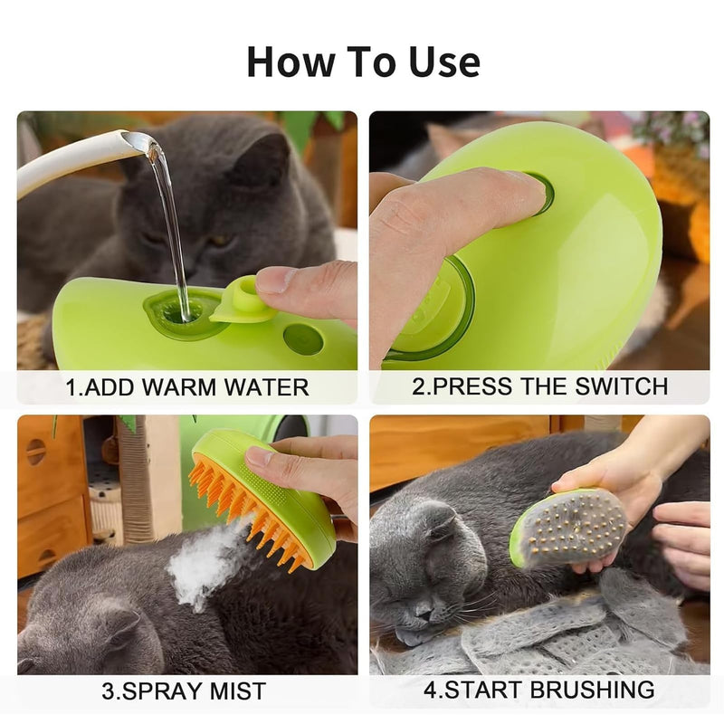 2024 New Cat Steamy Brush, 3-in-1 Cat Brush with Steam Cat Spray Massage Comb Multifunctional Steam Brush Self Cleaning Steamy Cat Brush for Long Hair and Short Hair Clean Pack of 2 - BeesActive Australia